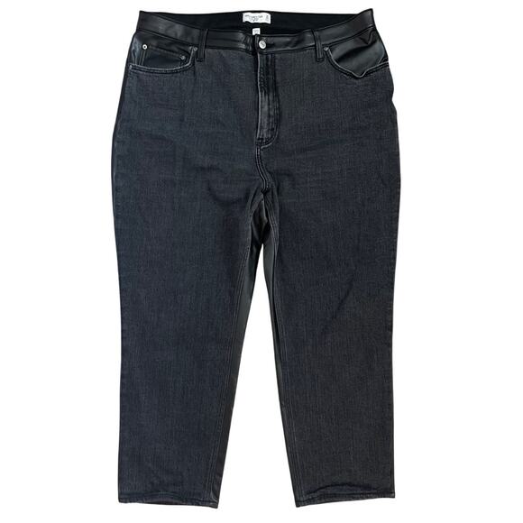 Abercrombie & Fitch Curve Love Ankle Straight Ultra High Rise Mixed Fabric Sz 20 - Picture 8 of 14